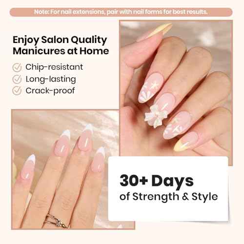 Beetles Builder Gel Kit HEMA Free & Handheld Nail Lamp, 8 in 1 Nail Thickening Strengthening Building Apex for Beginner DIY Salon at Home with Base & Top Coat,Clear Natural Nude Builder Nail Gel