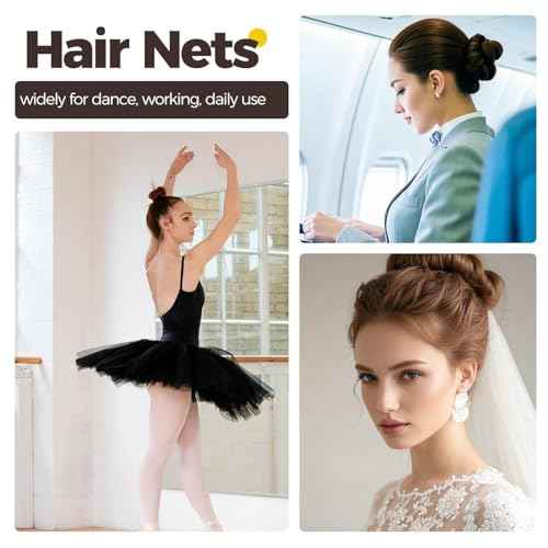 130pcs Hair Nets for Buns Set, 30pcs Dance HairNets(20'' & 12'') for Ballet Girls/Women, Invisible, 100pcs Secure & Natural Bun Bobby Pins(2"), Brown Hair Bun Accessories
