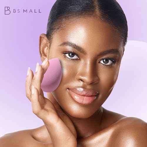 Makeup Sponge Set BS-MALL Triangle Puff 14 Pcs for Liquid, Cream, and Powder, Multi-colored Makeup Sponges and Mini Sponge with Case (A-Purple)
