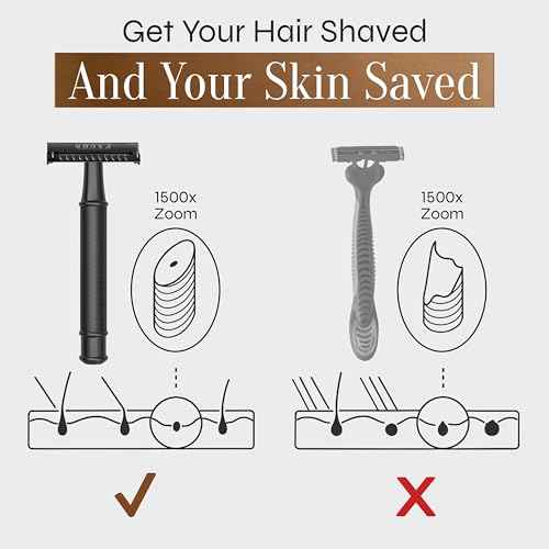 Fac?n Double Edge Safety Razor for Men & Women - Butterfly Open Stainless Steel Razor w/ 50 Platinum Double Edge Safety Razor Blades, Single Blade Razor for Smooth Close Shave, Reusable & Eco-Friendly