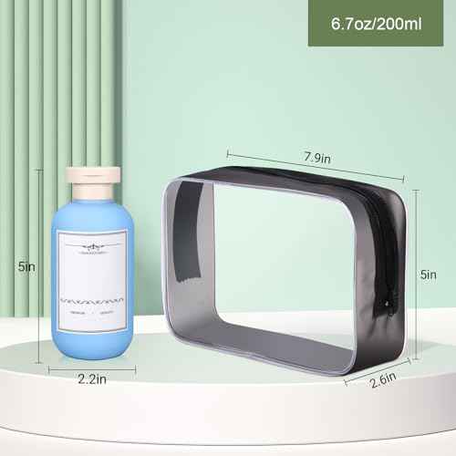 ASEVAT 6.7oz Airtight Plastic Travel Shampoo Bottles, Empty Squeeze Bottle, Refillable Travel Shampoo and Conditioner Bottles, Hand Soap Dispenser for Vacation, Gym, Lotion(Blue+Navy+Grey)