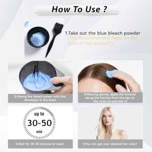 Hair Bleach Powder, Professional Lightening Bleach for Hair, Strong & Gentle Bleach Powder for Hair, Lift Up to 8 Levels, Perfect for DIY Blonde Highlights & Lightening (100g/3.53oz)