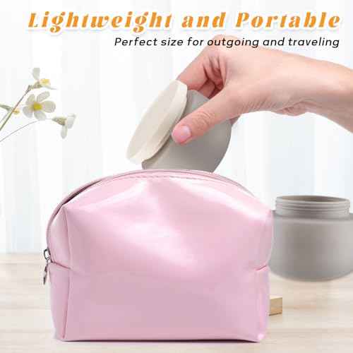 4 Pack 8 OZ Plastic Jars Round Cosmetic Container with Lids,Wide Mouth Soft Slime Jars for Lotion,Hand Cream,Ointments,Makeup,Body Butter,Rhinestone,Samples Pot Travel Make Up Storage (Grey)