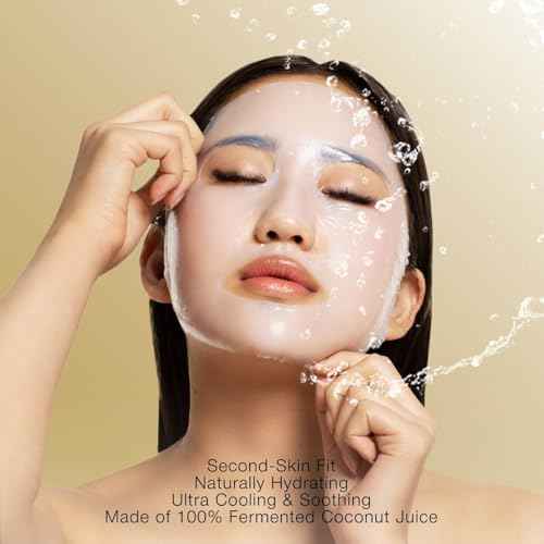 STARSKIN VIP Gold Mask Face, Coconut Bio-Cellulose Revitalizing Face Mask for all Skin Types, Korean Skin Care, Instant Hydration and Plump, Moisturizing and Nourishing, K-Beauty (Pack of 4)