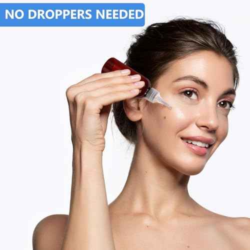 4 Pack 1 Oz (30ml) Amber Plastic Essential Oil Bottles with Funnel, Labels for Liquid Storage - No Droppers Needed