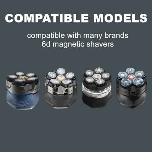 Magnetic 6 Blades Head Shaver Replacement Heads for Many 6D Magnetic Electric Razor,Newly Designed Magnetic 6D Blade Head Compatible with Head Shavers for Bald Men,2 Pack Travel Size.