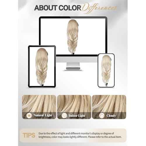 WIGER Ombre Blonde Ponytail Extension 26 Inch Drawstring Ponytail Extension for Women Long Wavy Layered Pony Tails Hair Extensions for Girls Daily Use