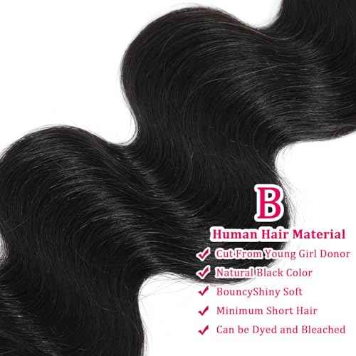 Human Hair Bundles Body Wave Bundles Human Hair 16 18 20 Inch 12A Grade 100% Unprocessed Brazilian Virgin Hair Body Wave 3 Bundles Deals Real Human Hair Extensions For Black Women Natural Black