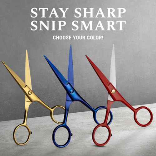 Ontaki Brass Grooming Kit - 5 in, Golden Brass - Beard Trimming Scissors, Mustache Comb & Beard Comb, Carrying Pouch