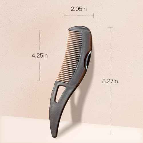 Dandruff Comb, Stainless Steel Fine Tooth Lice/Flea/Psoriasis Comb, Scalp Oil Buildup Removal Wide Hollow Tooth Button Hairbrush for Scalp Massage Care for Man Women and Kids (Brown)