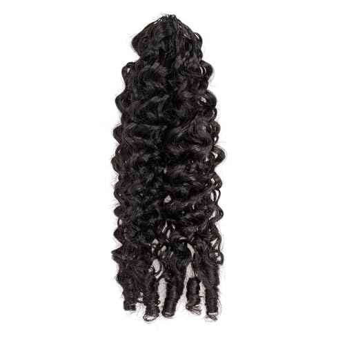 ToyoTress Burmese Curly Crochet Human Hair - 10 Inch 50G Feather-Line Invisible Knotless Crochet Human Hair For Black Women Natural Color Braiding Hair (10 Inch, 1B-50G)
