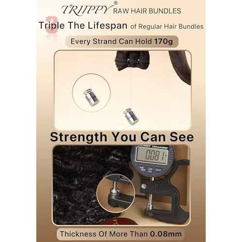 TRIIPPY Real Raw Burmese Curly Bundles Human Hair,100% Burmese Raw Hair Sew in Weave Single Bundle,Triple The Lifespan Over Regular Virgin Hair Bundle,No.1 Raw Hair Brand On Amazon(22 Inch)
