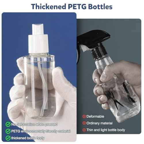 Bynccea Travel Spray Bottle 3.4oz/100ml Plastic Mini Bottle Set - Fine Mist Mini Empty Spray Bottles - Refillable Small Spray Bottles for Cleaning Solutions, Liquid Cosmetics