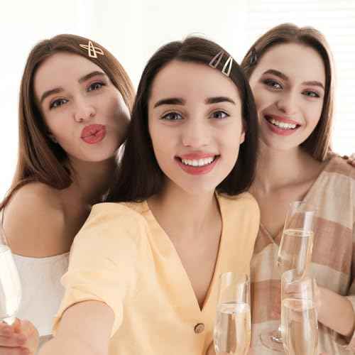 10 Pcs Double Grip Hair Clips, Sightor Metal Snap Hair Clips Hair Barrettes for Women Hair Making Salon Supplies Hair Accessories (Black, Brown, Beige, Khaki, Gold)