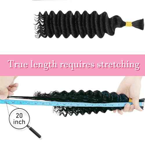 Deep Wave Bulk Human Hair Braiding 3 Bundles/Pack 110g 24 Inch No Weft Brazilian Virgin Curly Human Hair Extensions for Boho Braids Wet and Wavy Human Braiding Hair