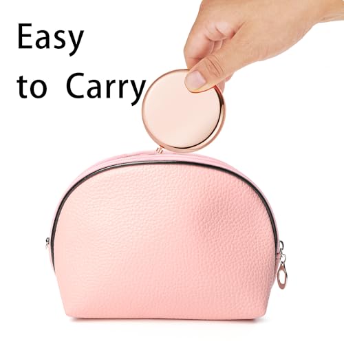 Compact Mirror, Pocket Travel Makeup Mirror for Purse, Metal Round Shell, 2-Sided 1X/2X Magnifying, Portable, Folding, Handheld, Rose Gold, 18 Pack