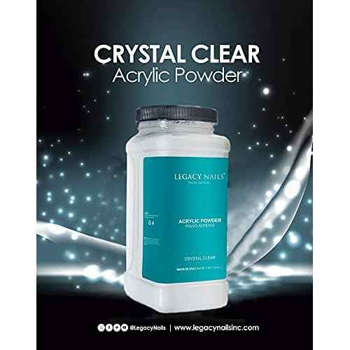 Legacy Nails Professional Crystal Clear Acrylic Powder, Net Wt. 1 lbs. / 16oz. - Mix With Glitter, Pigment and Create Custom Acrylic Nail Extension Colors