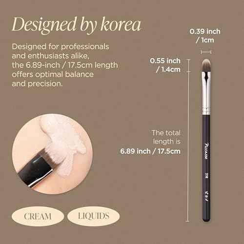 Piccasso 258 Concealer Brush ? Angled Face Makeup Brush for Under Eye Concealer, Nose Contour, and Liquid Blush, Korean Synthetic Makeup Brush for Precise Coverage and Blending