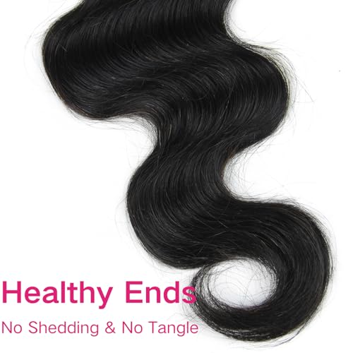 4x4 Lace Closure Body Wave - Transparent HD Free Part Invisible Lace Closure 100% Brazilian Virgin Human Hair Pre Plucked with Baby Hair Natural Black 12A Grade (20 Inch)
