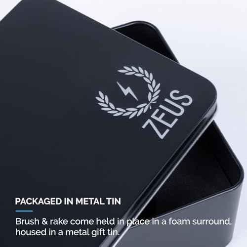 ZEUS Oval Military Beard Brush with Bristle Cleaner, Boar Bristle Beard Brush & Bristle Rake Cleaner Gift Set (Made in Germany) Firm Bristles Q91