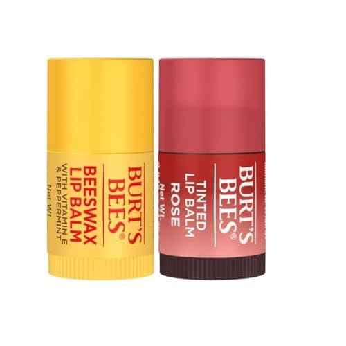 Burt's Bees Holiday Minis Lip Balm and Tinted Lip Balm Set, Rose, 2 Piece