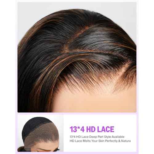 Megalook Ombre Lace Front Wigs Human Hair 13x4 HD Lace Front Wig Pre Plucked with Baby Hair 210 Density Highlight Body Wave Lace Front Wigs Prebleached Knots for Black Women 20 Inch 1B/30