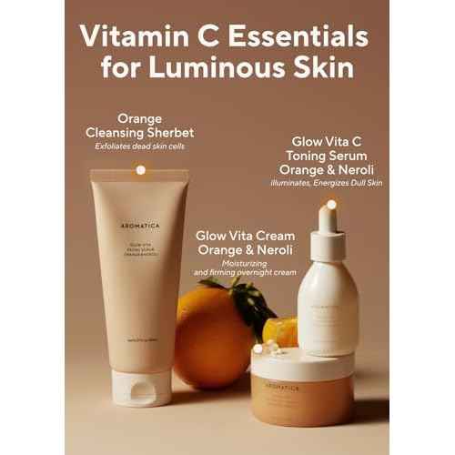 AROMATICA Glow Vita C Toning Serum Orange & Neroli - Orange Vitamin C Serum for Face with Hyaluronic Acid for Sensitive Skin (30ml/1.01 fl. oz)
