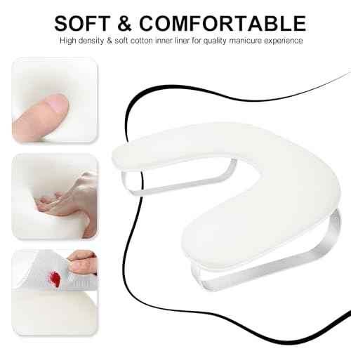 U Shaped Arm Rest for Nails Tech,Cleanable Leather Manicure Nail Hand Rest Stand,Nail Armrest Pillow for Acrylic Nails Salon Tool,Aluminum Alloy Holder,Non-slip Pads