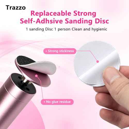 Trazzo Color-Coded Replacement Sanding Discs for Electric Foot File ? 80/120/180 Grit Refill Sandpaper Pads for Callus Remover, Fits Most Round Foot Grinders (60PCS)