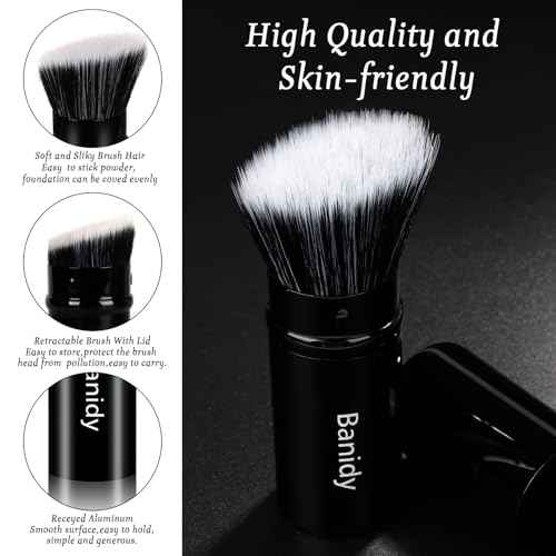 Makeup Brush, Banidy Retractable Kabuki Brush Foundation Brush for Powder Blush, Bronzer, Buffing, Liquid, Cream