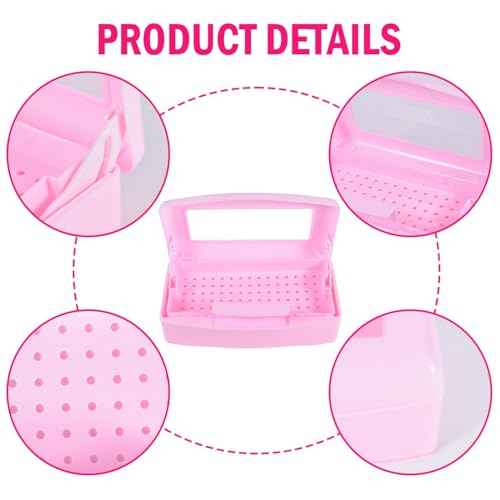 YoleShy Nail Tool Cleaning Box Pink Plastic Clean Container for Tweezers Esthetician Essentials Clean Jar for Hair Salon, Spa & Cutter Manicure Equipment-Nail Art Tool