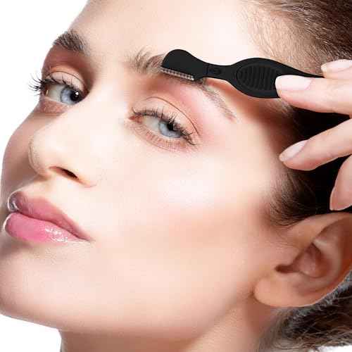 Mudder 28 Pcs Eyebrow Razor Knife Shaver Trimmer Shaver Multipurpose Exfoliating Tool Facial Hair Removal for Women Valentine Gift(Black,White,Gray)