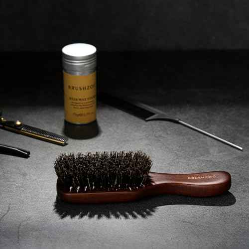 Beard Brush for Men Smooths Softens Beard and Exfoliates Skin and Scalp, 100% Boar Bristle Hair Brush for Beard & Short Hair Detangle add Natural Shine
