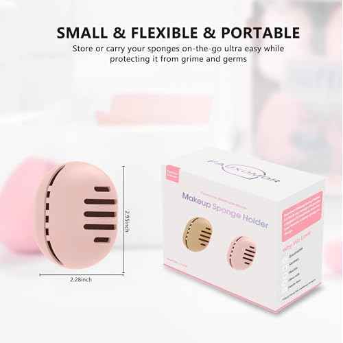 2 Pcs Makeup Sponge Holder,Double-Sided Breathable Silicone Beauty Blender Holder for Travel or Daily,Shatterproof Make-up Travel Case Quick Drying Easy to Carry,Grey+Pink