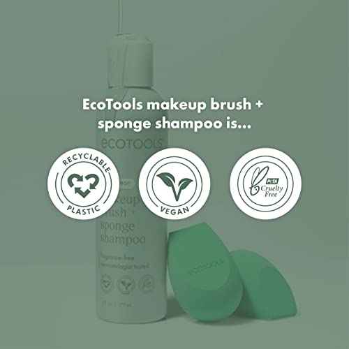 EcoTools Makeup Brush + Sponge Shampoo Cleanser, Deep Clean, Sulfate-Free, Fragrance-Free Brush Cleaner for Makeup Sponges & Tools, Vegan & Cruelty-Free, 8 fl. oz