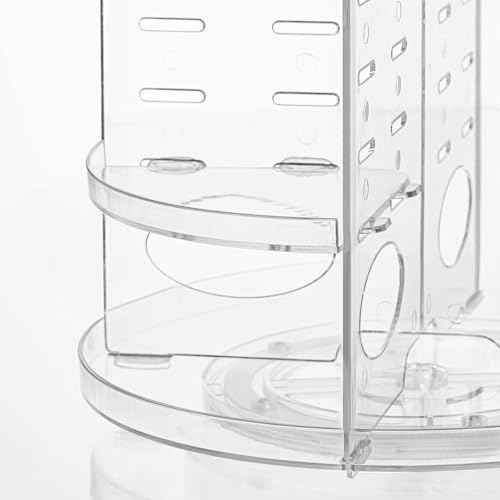 HBlife 360 Rotating Makeup Organizer Adjustable Carousel Small Capacity Revolving Perfume Organizer Skincare Organizers Cosmetic Storage Spinning Holder for Vanity, Clear