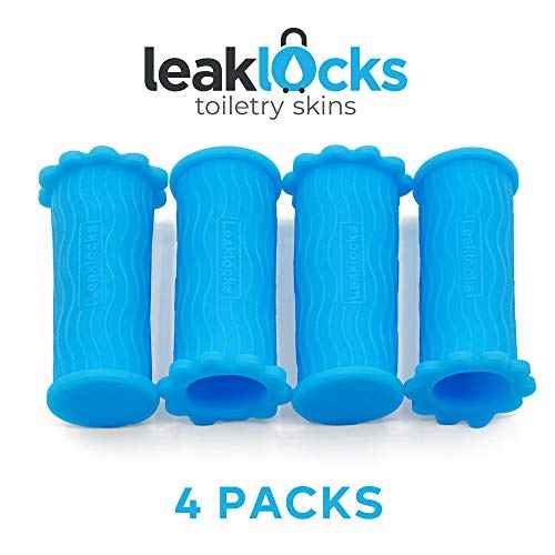 LeakLocks¢ç Toiletry Skins¢â Elastic Sleeve for Leak Proofing Travel Container in Luggage. For Standard and Travel Sized Toiletries. Reusable Accessory for Travel Bag Suitcase and Carry-on Luggage