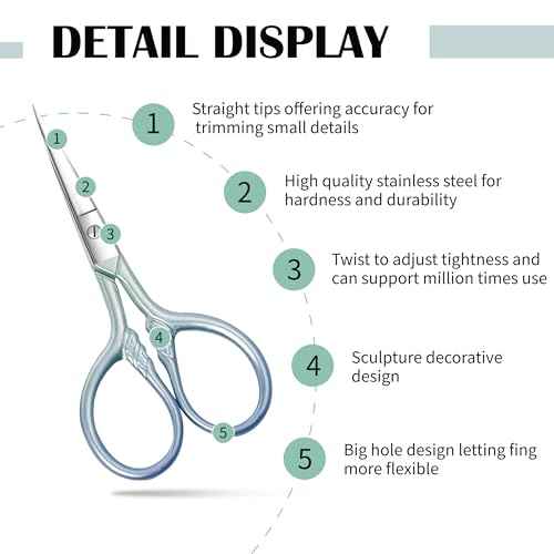 2 Pcs Eyebrow Scissors for Women, Professional Grooming Mini Scissors with Stainless Steel Straight Tip, 3.5 Inch Pink Small Scissors, Beauty Kit for Personal Care with PU Case, Gradient Blue