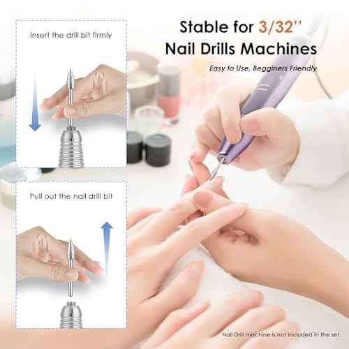 Depvko 22pcs Nail Drill Bits Set, Professional 3/32'' Ceramic Safety Drill Bits Nail Tech, Cuticle Remover Drill Bit for Acrylic Gel Efile Nail Drill, Nail Manicure Pedicure Set, Salon Home