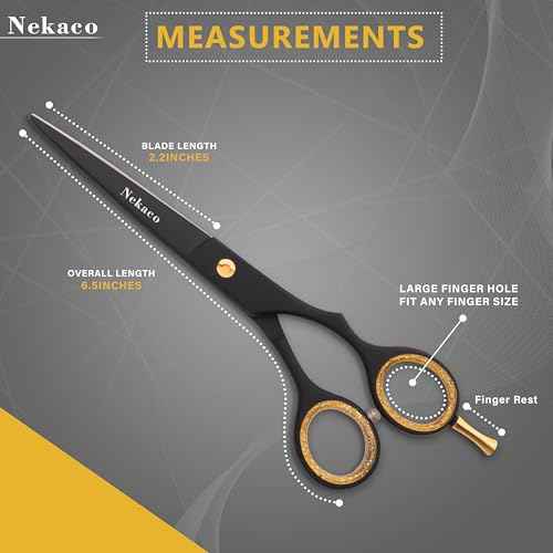 Professional 6.5 inches Hair Cutting Scissors, Premium Quality Stainless Steel Hair Scissors, Hair Shears with Adjustable Screw for Barber Salon & Home (Black, 6.5 inches)