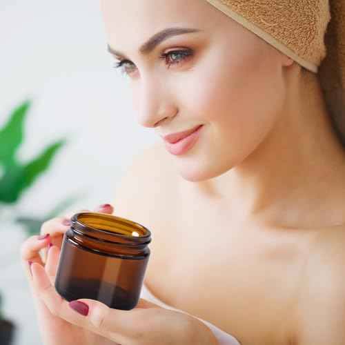 2 oz Amber Glass Jars with Lids,24 Pack 2oz Glass Jar with Inner Liners,2 Ounce Small Jars for Cream,Lotion