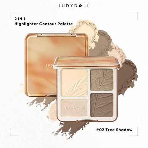 JUDYDOLL Highlight & Contour Palette, All-in-One Matte Highlighter Contour Compact, Blendable Face Makeup for Beginners (02)