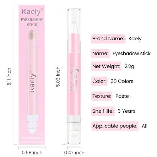 Kaely 2in1 Cream Eye Shadow Brightener Sticks, Pearl White Eyeliner Pencil Shimmer, Eyeshadow Applicator Stick Waterproof Pigmented, Eye Shadow Palette Highlighter Makeup, sombras para ojos, 01