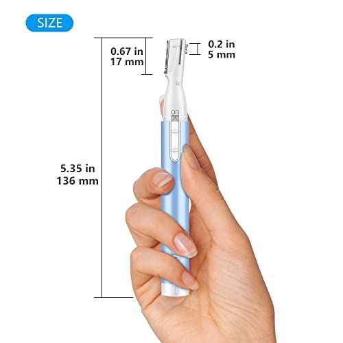 Eyebrow Trimmer, Precision Electric Eyebrow Razor for Women Battery-Operated Facial Hair Remover with Comb No Pulling Sensation Painless for Face Chin Neck, Upper-Lip, Peach-Fuzz