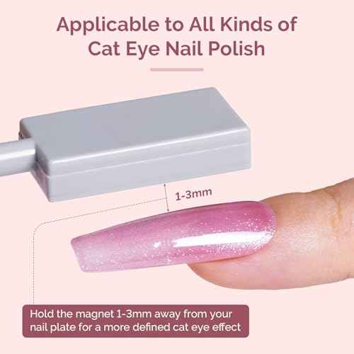 MelodySusie Nail Magnet Set 12PCS, Cat Eye Gel Nail Polish Magnets, Square Round Double Ended Magnet Stick, Cat Eye Magnet for Nails, Strong Magnetic Nail Polish Magnets Nail Design Tools