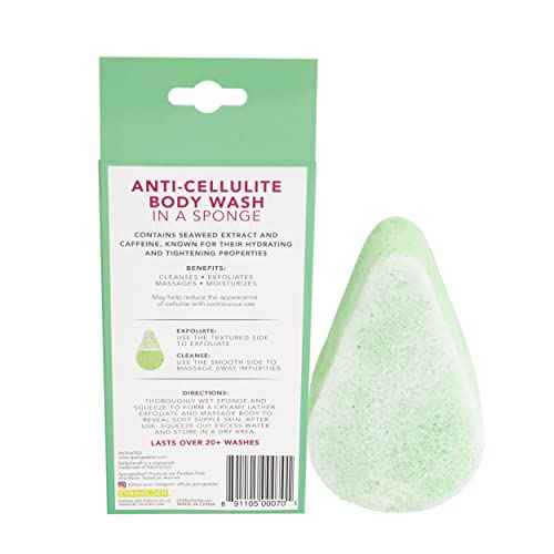 Spongeables Anti Cellulite Body Wash in a 20+ Wash Sponge, Fresh Aloe, 3 Count
