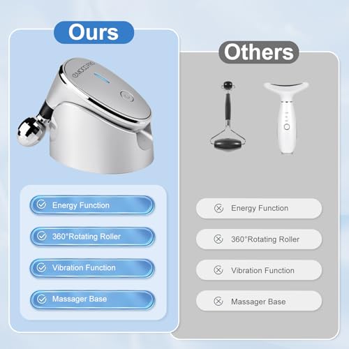 Facial Massager Electric Face Lift Device Sculpting Tool Double Chin Reducer Eliminator for Women Facial Rollers Luminesce Glow Gua Sha Tools For Face Neck Sculptor Roller for Wrinkles and Lifting