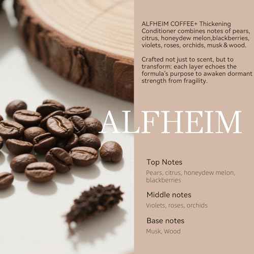 ALFHEIM Coffee+ Thickening Conditioner for Fine, Thin & Weak Hair with Caffeine, Biotin & Arabica Coffee Oil, Strengthening, Moisturizing & Volumizing Formula, Paraben-Free, Sulfate-Free,18 oz 535 ml