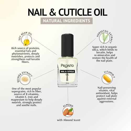 Pronto 8 Oz 100% Pure Acetone Nail Polish Remover and Cuticle Oil, Pure Acetone for All Nail Polish Types including Gel, Acrylic & Sculptured Nails, Gel Nail Polish Remover and Nail Repair, Duo Pack