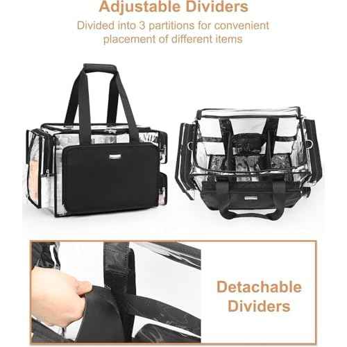 Relavel Hair Tools Travel Bag with Clear Makeup Bag, Hair Stylist BarberBag on Wheels Hairdresser Cosmetology Bag Case with Four 360 Degree Spinner Wheels, Heat Insulation Full Layer for Curling Iron